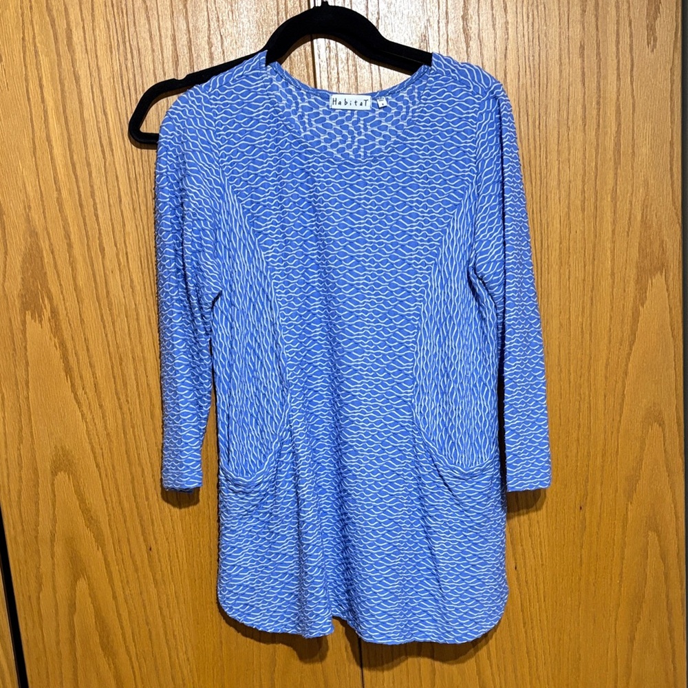 Habitat women's S lagenlook textured‎ tunic 3/4 sleeve pockets